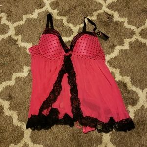 Sheer babydoll lingerie set with thong panties
